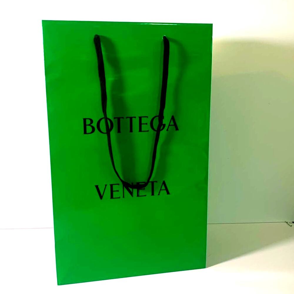 Bottega Veneta Large Green Paper Shopping Tote Empty Gift Bag Only 22x13.5x7.5"